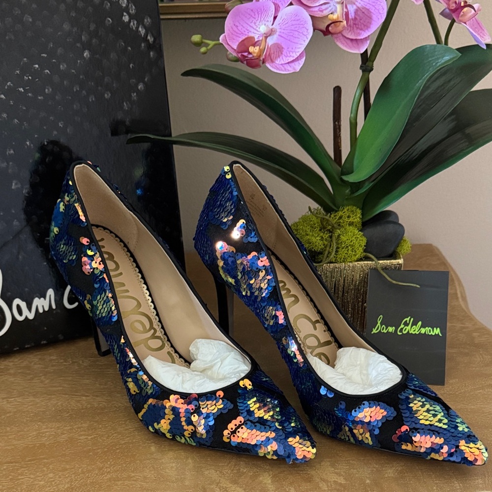 Sam Edelman Back Velvet and Sequined Stilettos